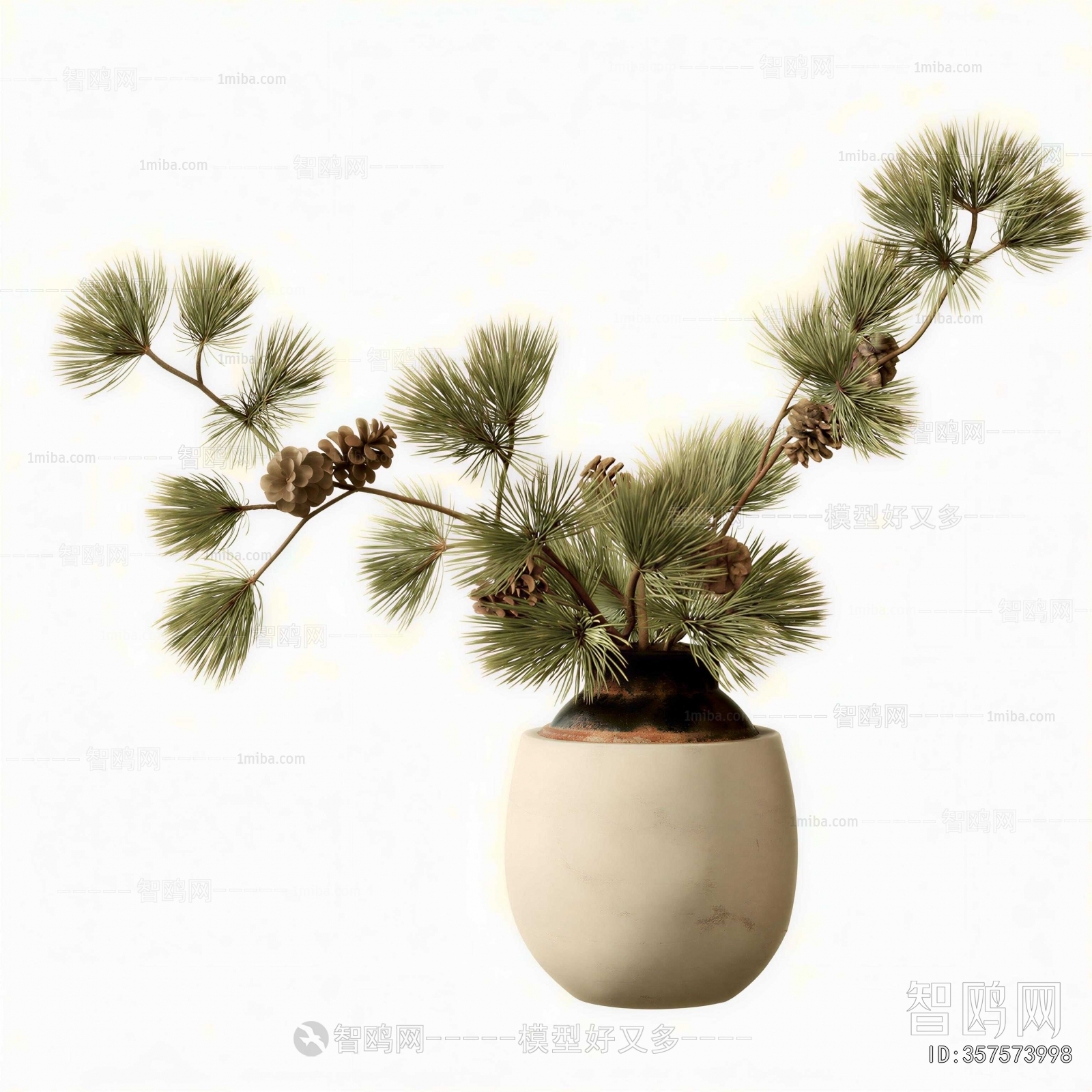 Wabi-sabi Style Potted Green Plant
