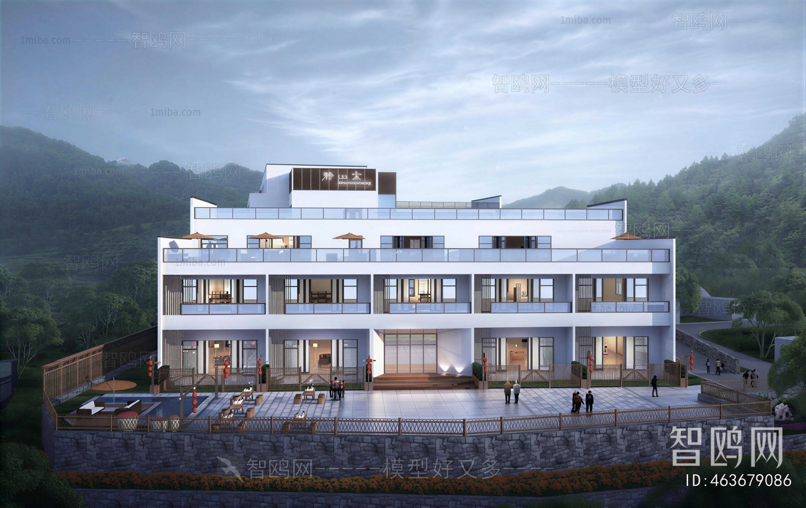 New Chinese Style Appearance Of Commercial Building