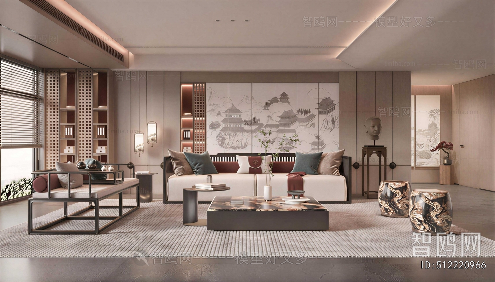 New Chinese Style A Living Room