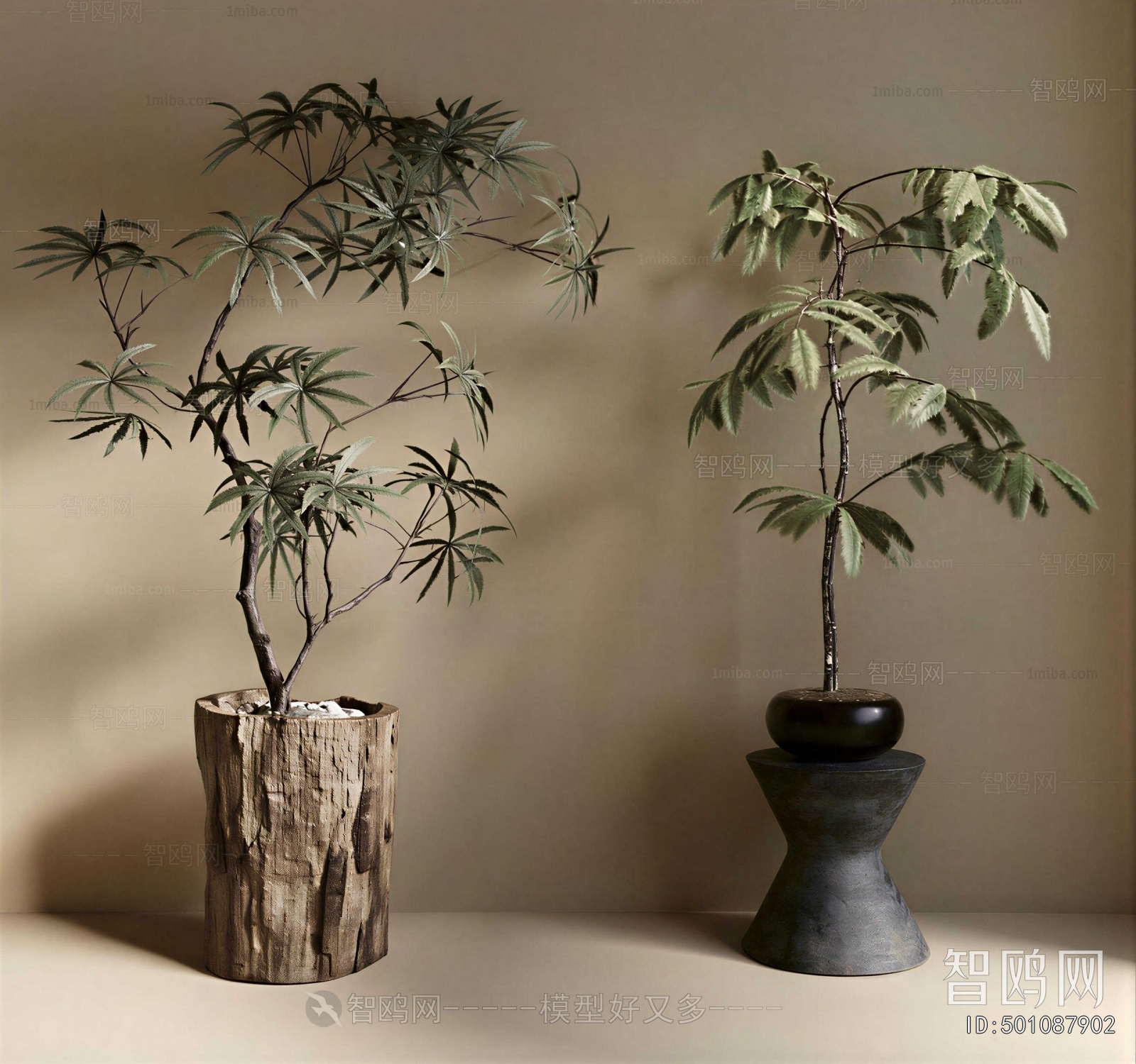 Wabi-sabi Style Ground Green Plant Potted Plants