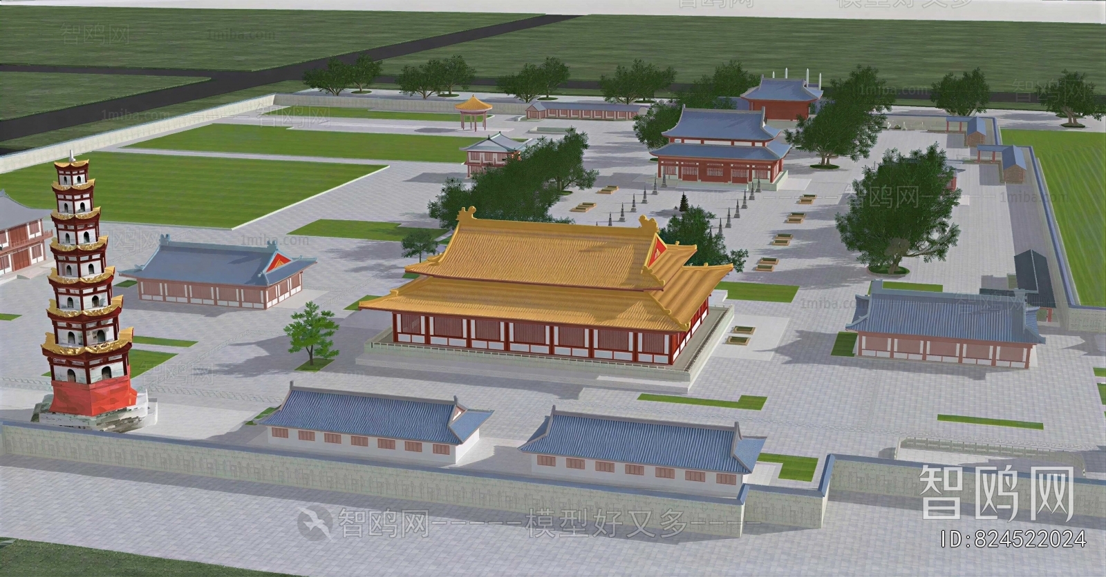 New Chinese Style Architectural Bird's-eye View Planning