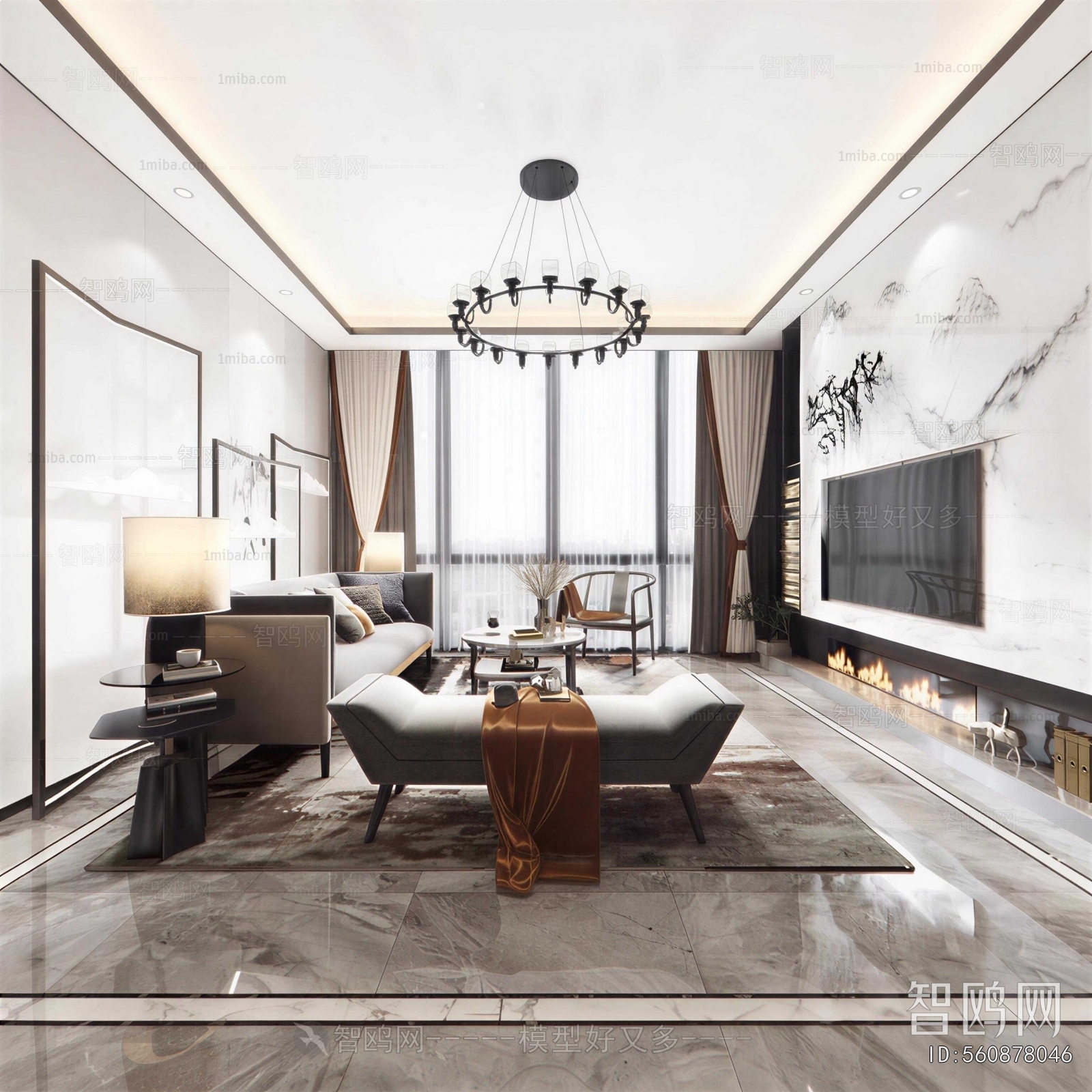 New Chinese Style A Living Room