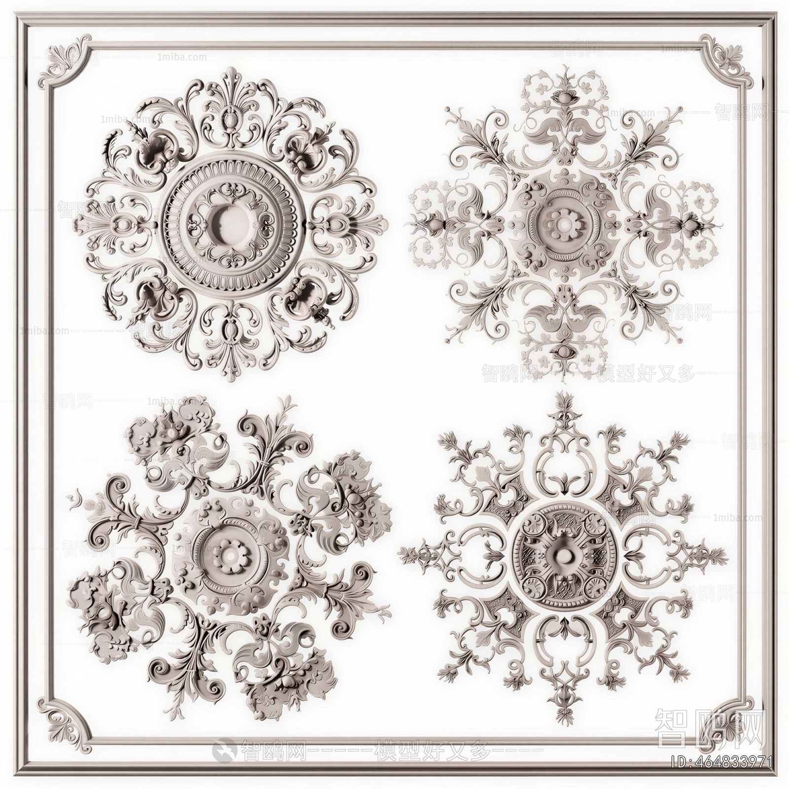 European Style Plaster Carved Top Plate