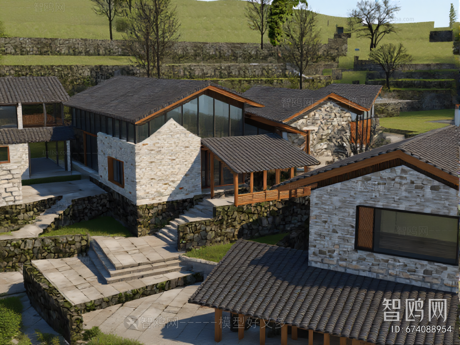 New Chinese Style Appearance Of Commercial Building