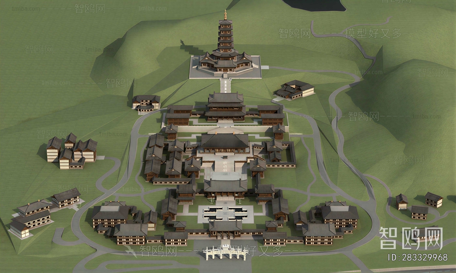 New Chinese Style Architectural Bird's-eye View Planning