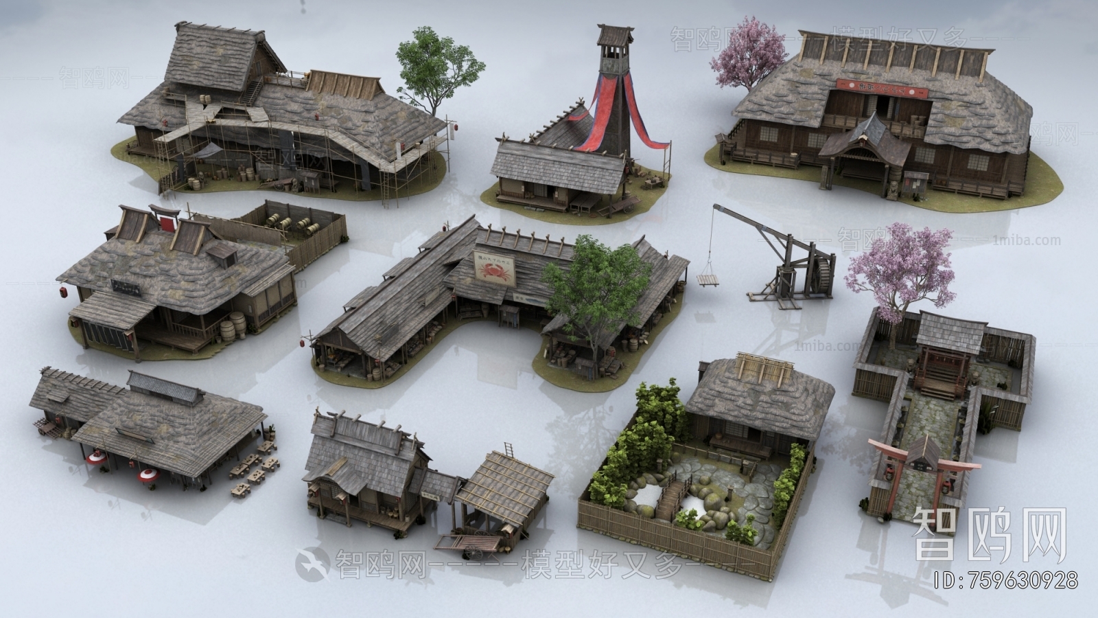 Japanese Style Ancient Architectural Buildings