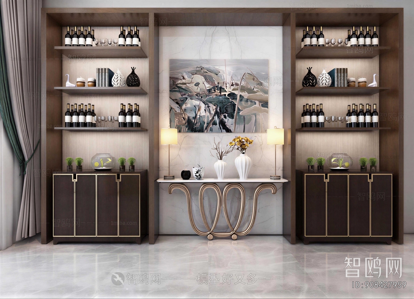 New Chinese Style Wine Cabinet