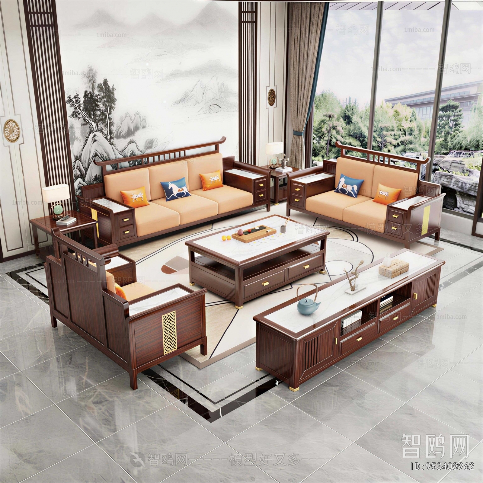 New Chinese Style Sofa Combination