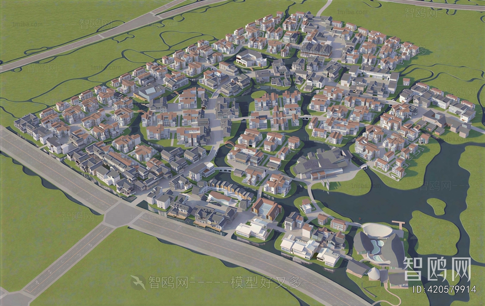 New Chinese Style Architectural Bird's-eye View Planning