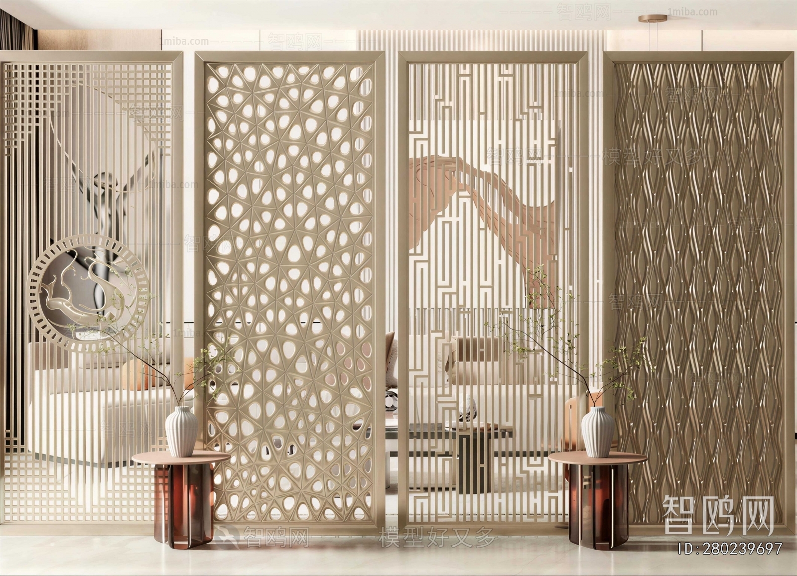 New Chinese Style Metal Screen Partition