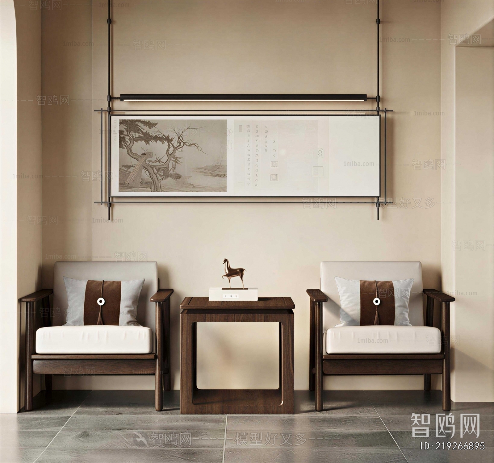 New Chinese Style Single Sofa