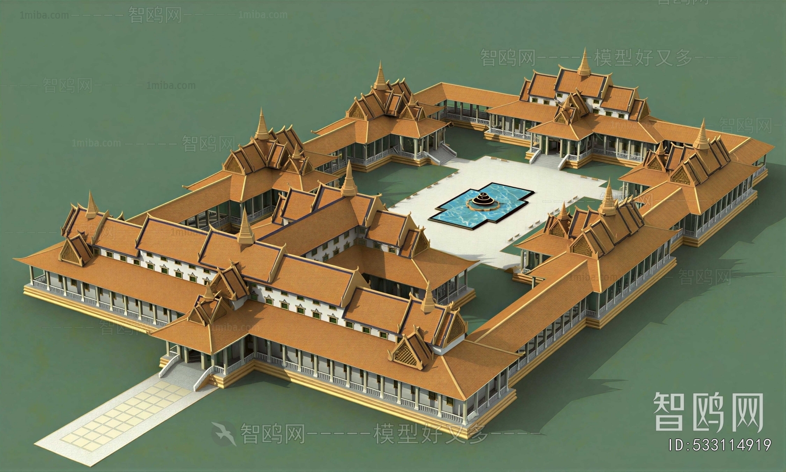 New Chinese Style Architectural Bird's-eye View Planning