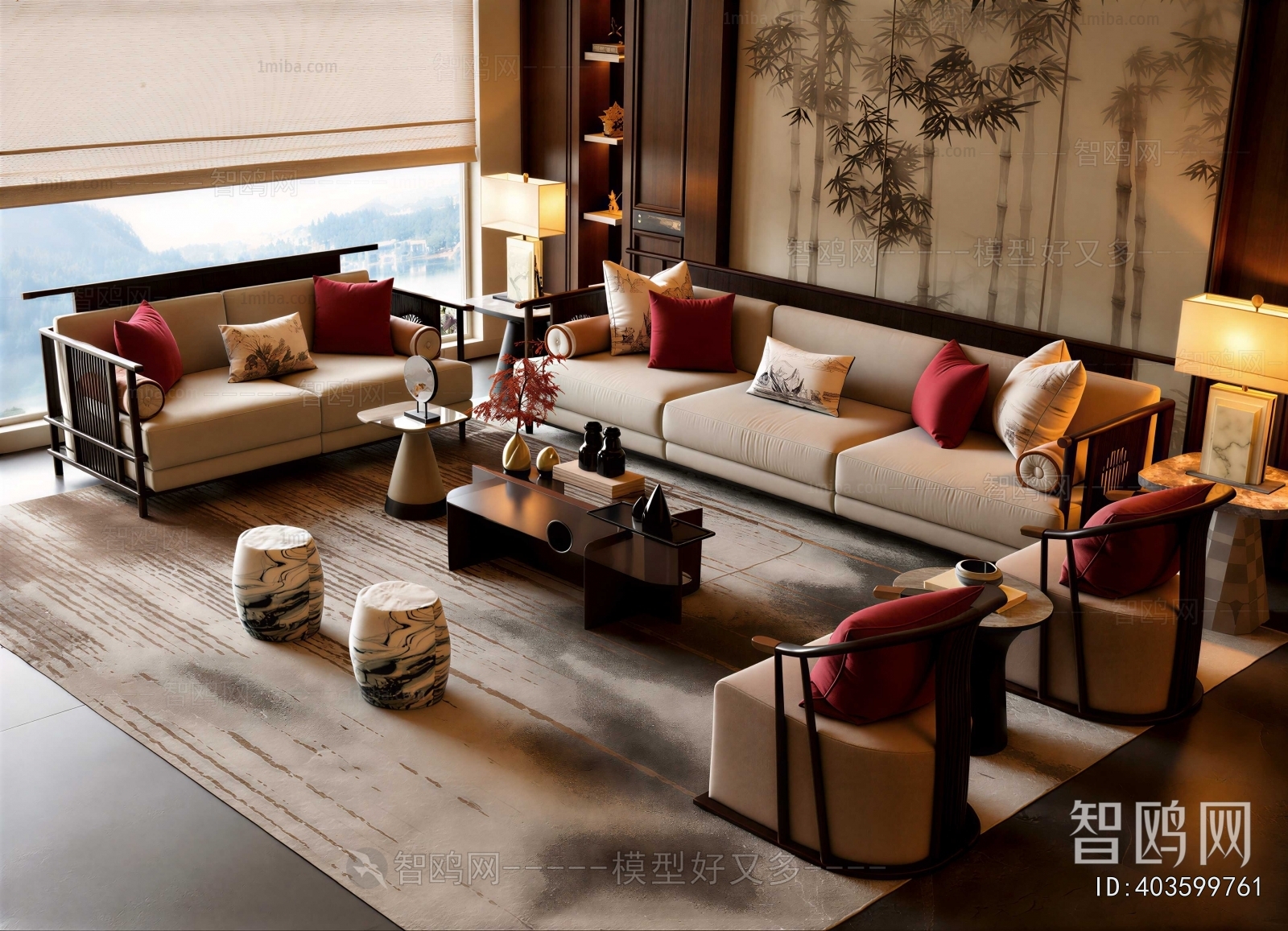 New Chinese Style Sofa Combination