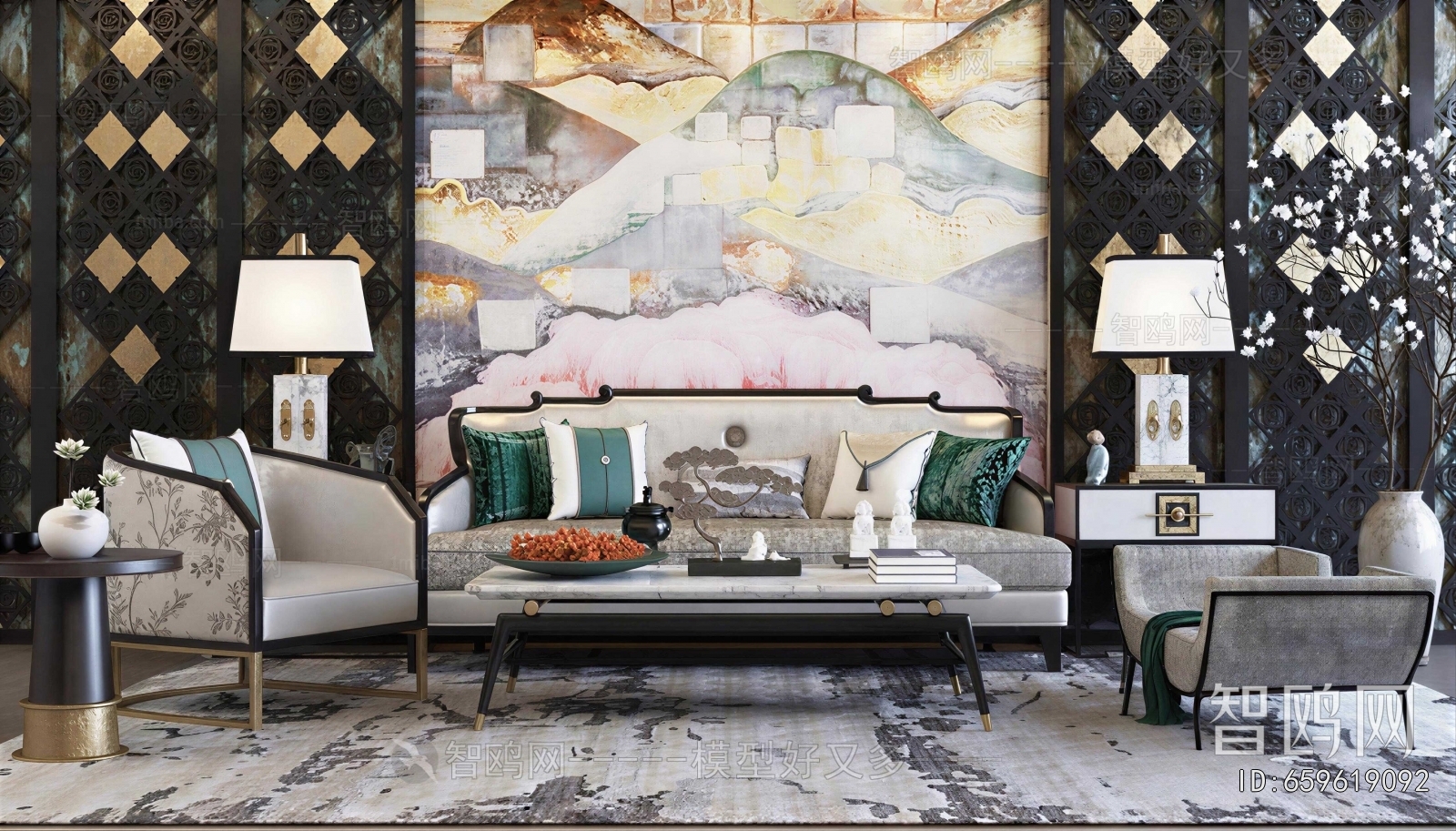 New Chinese Style Sofa Combination