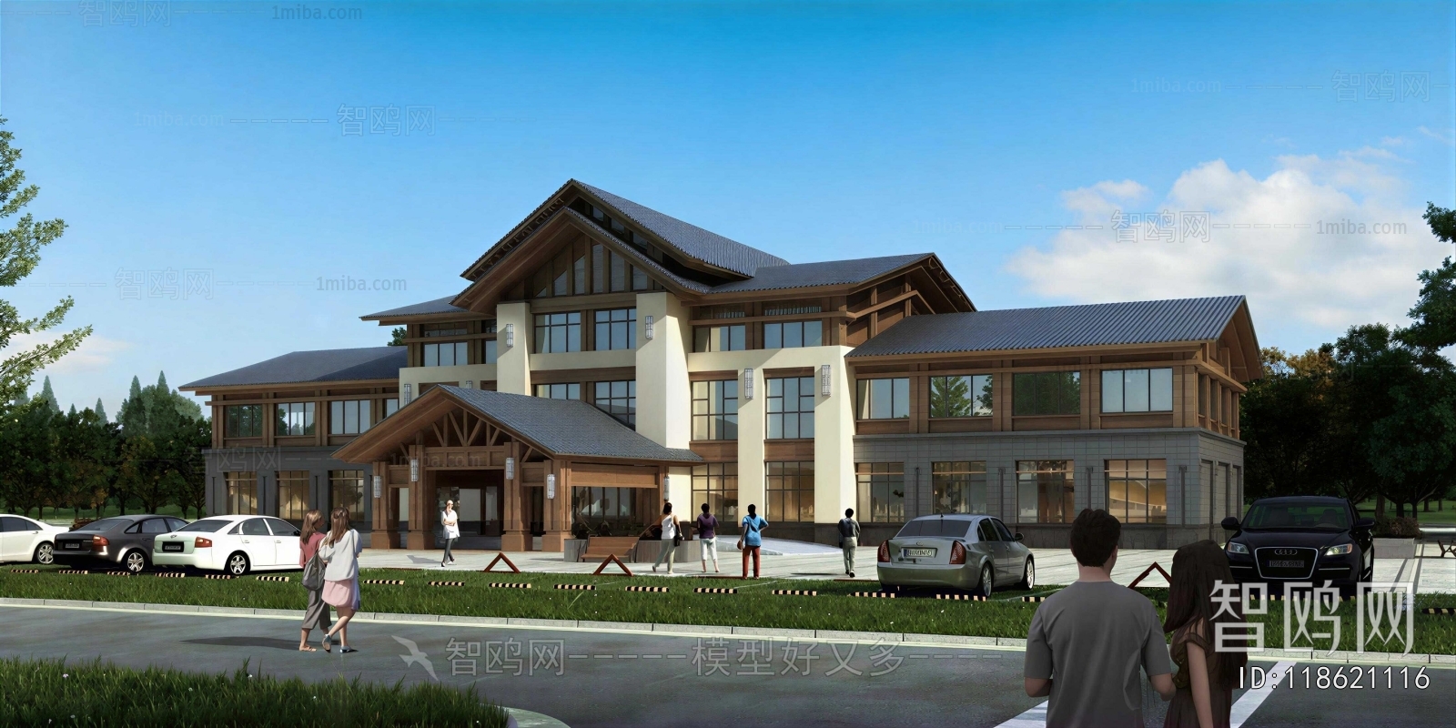 New Chinese Style Appearance Of Commercial Building