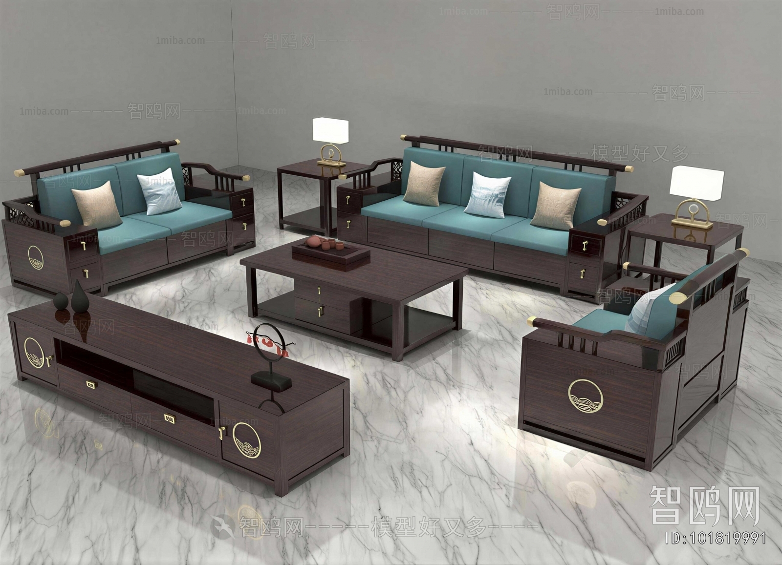 New Chinese Style Sofa Combination