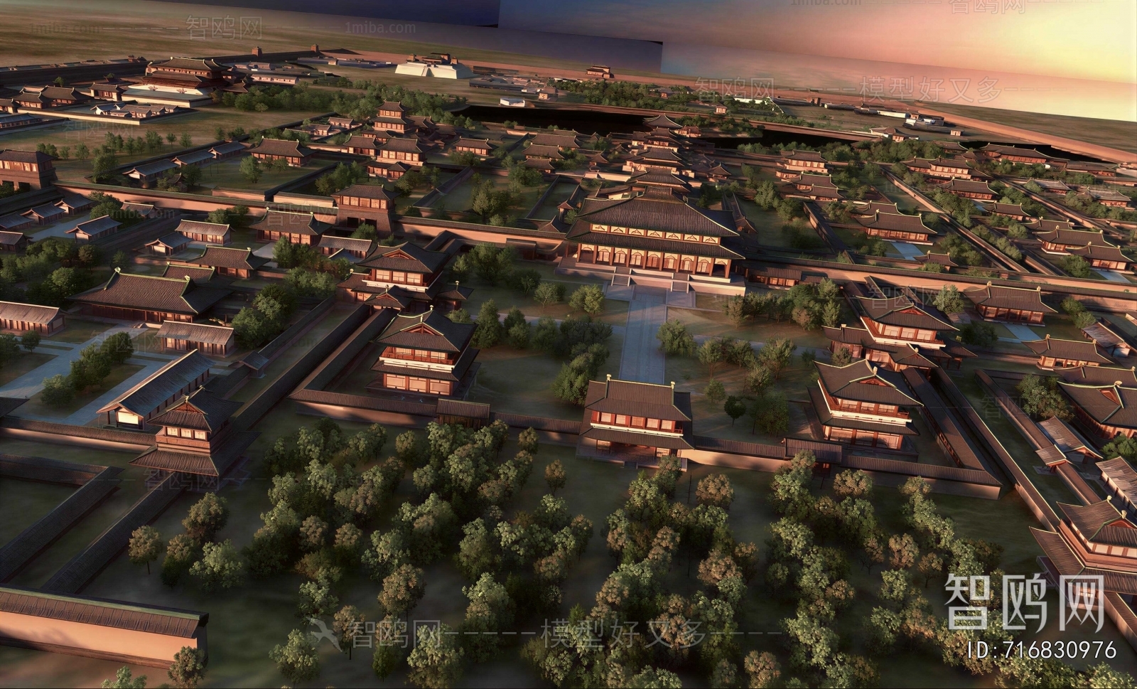 New Chinese Style Architectural Bird's-eye View Planning
