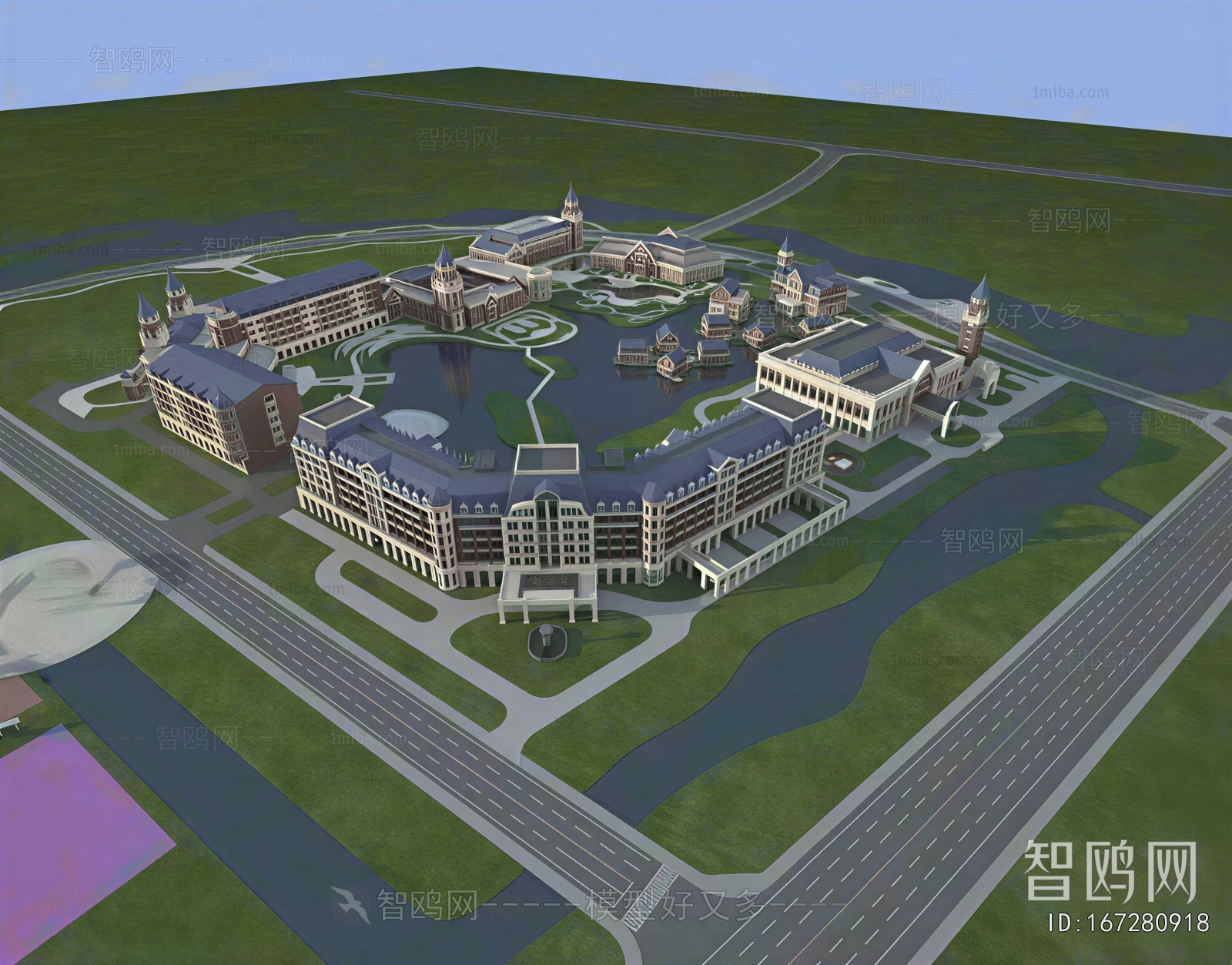 European Style Architectural Bird's-eye View Planning