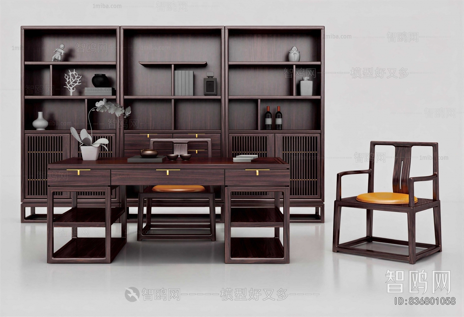 New Chinese Style Computer Desk And Chair