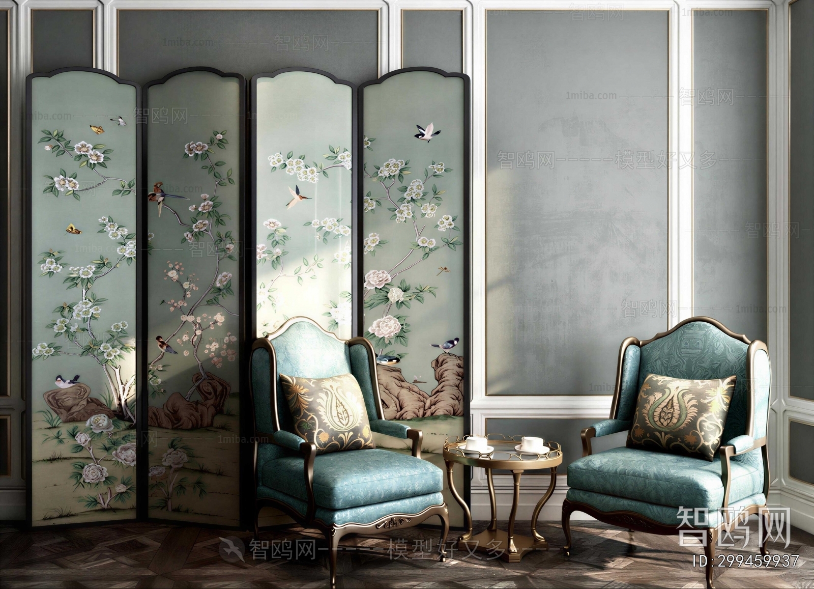 New Chinese Style Single Sofa