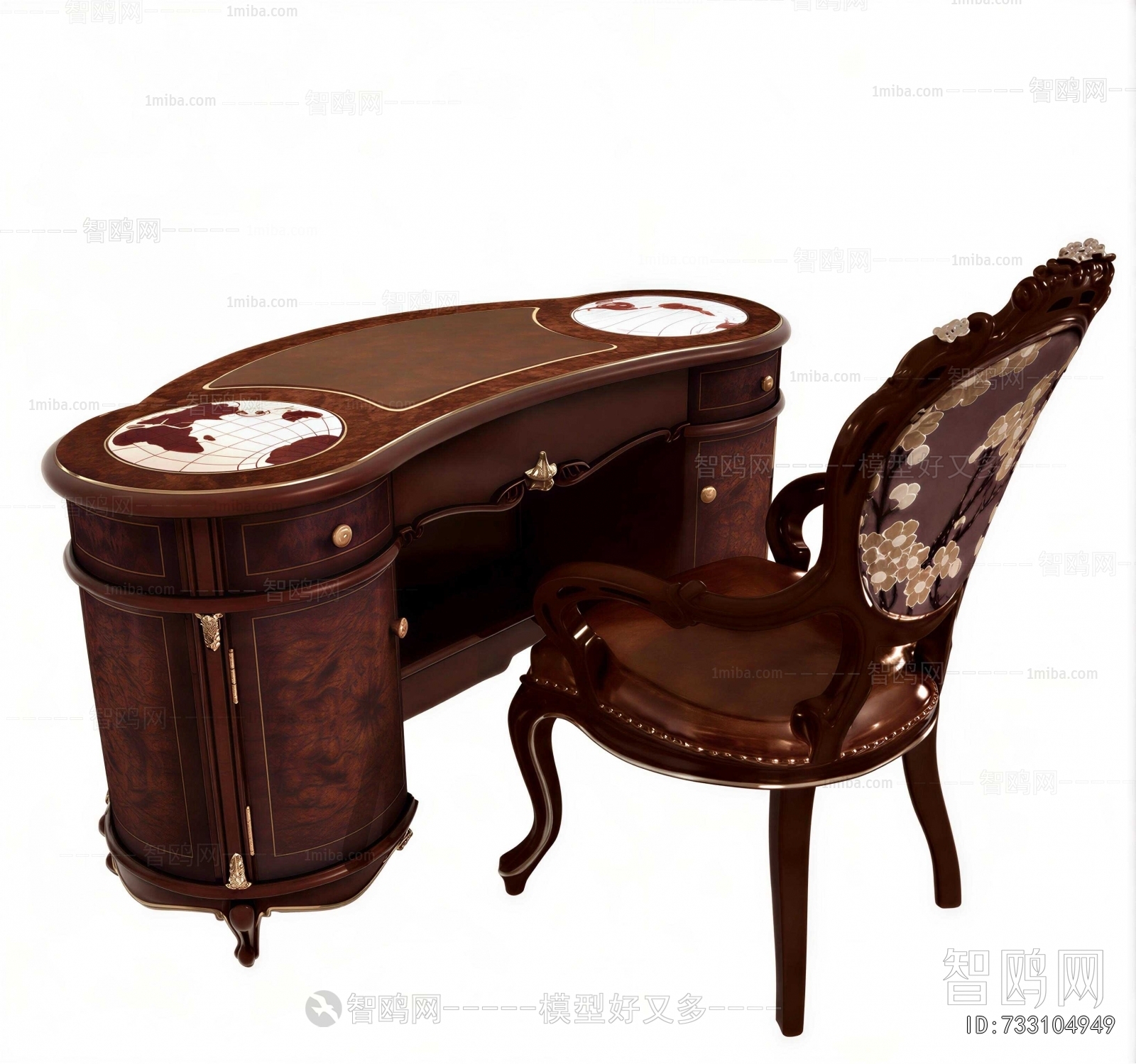 European Style Computer Desk And Chair