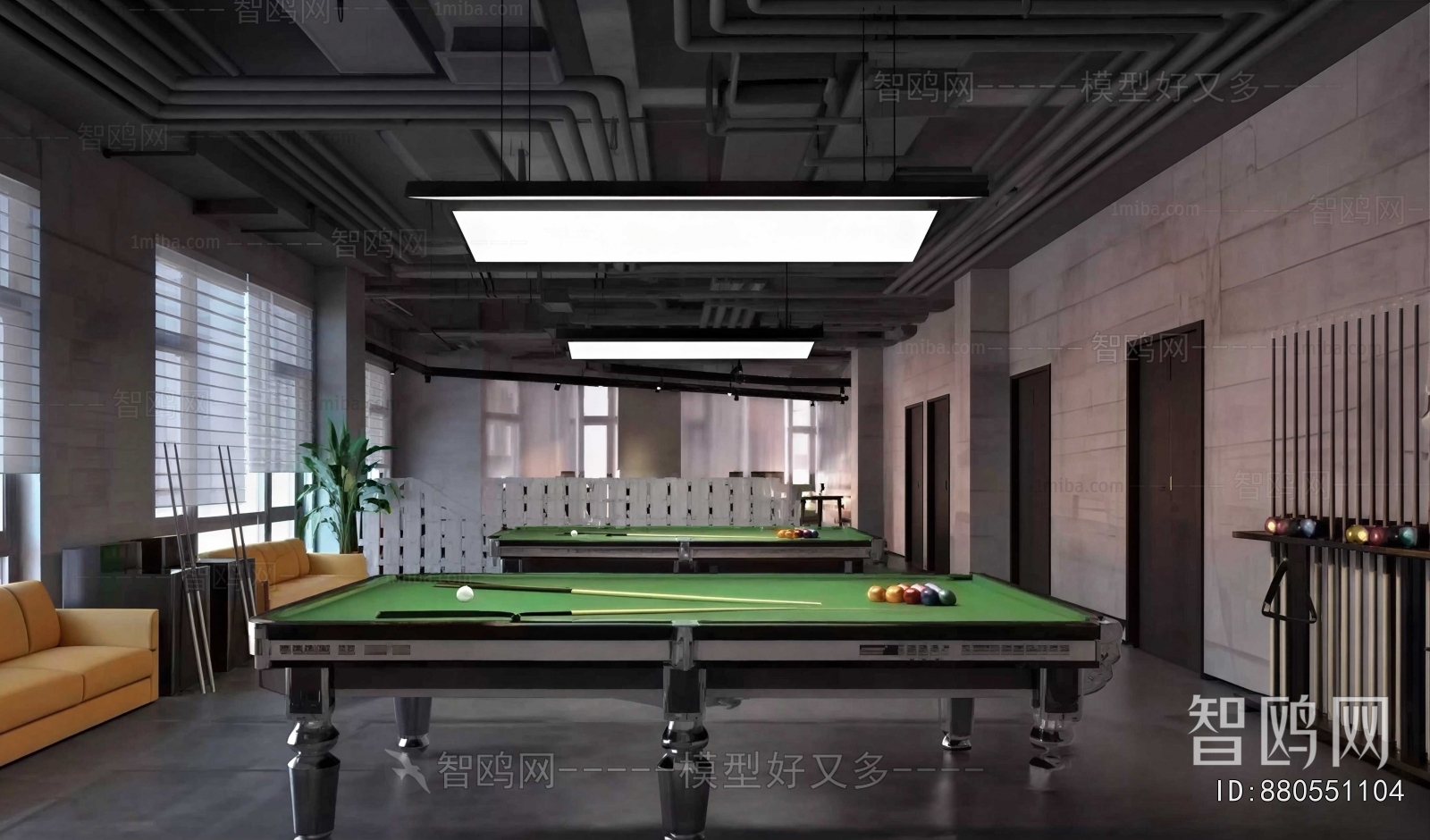 Industrial Style Billiards Room