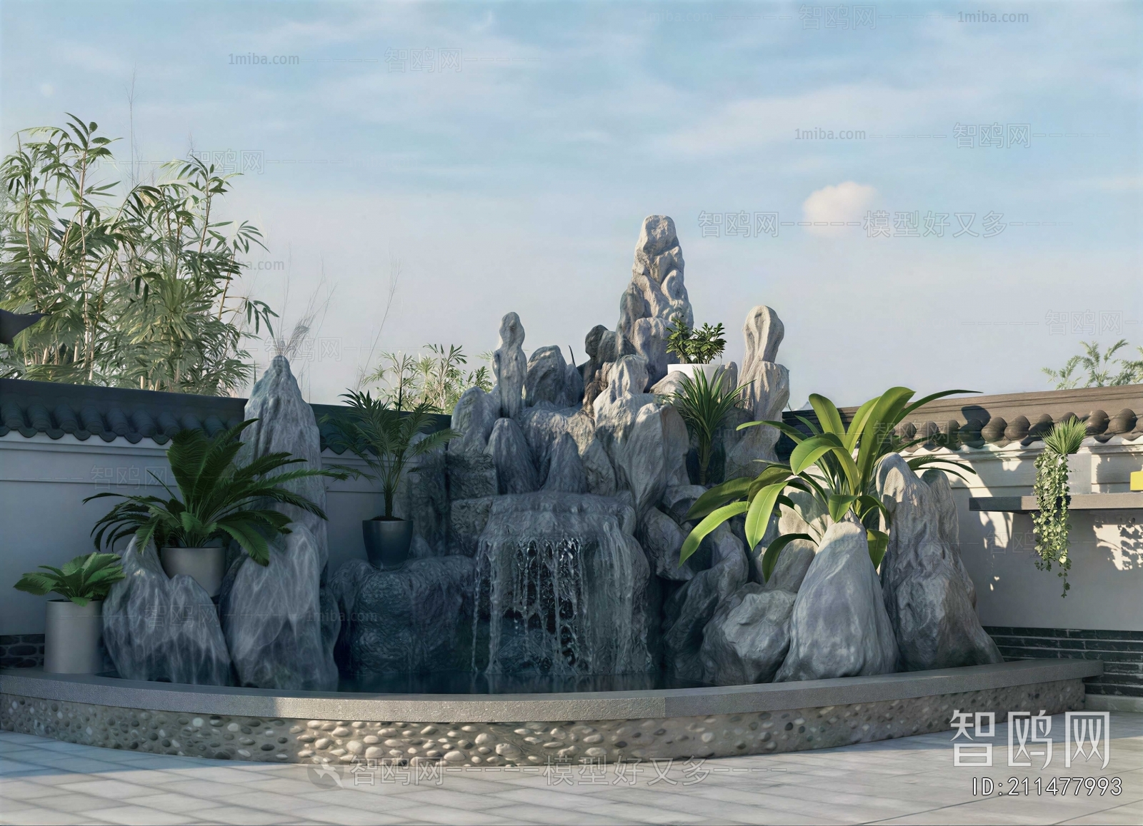 New Chinese Style Rockery Waterscape