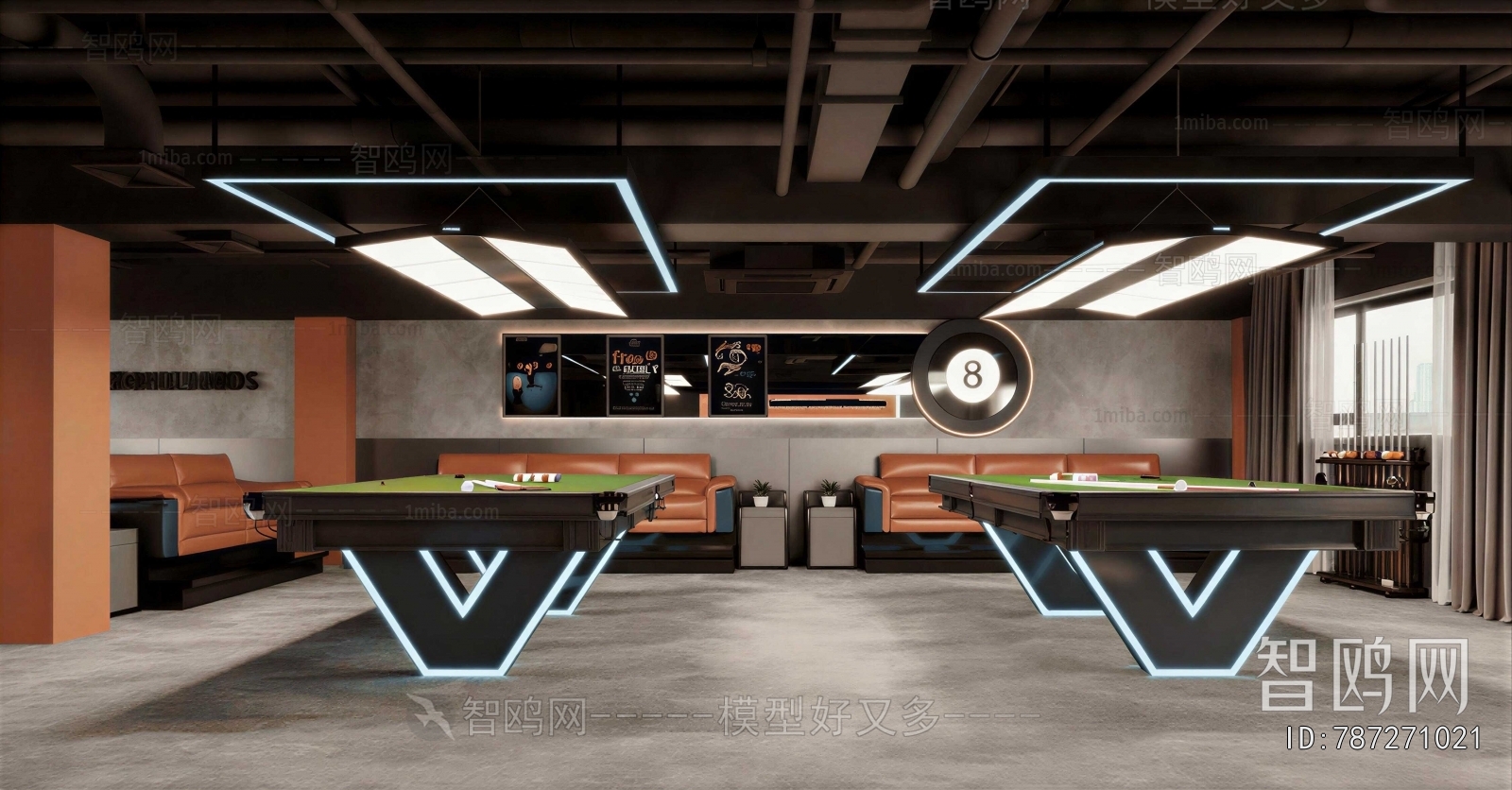 Industrial Style Billiard Room