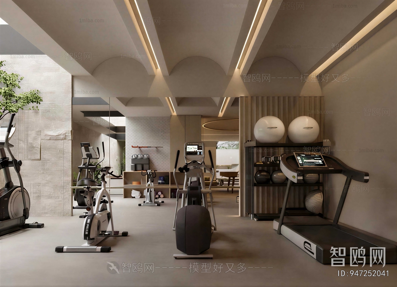 Wabi-sabi Style Home Fitness Room
