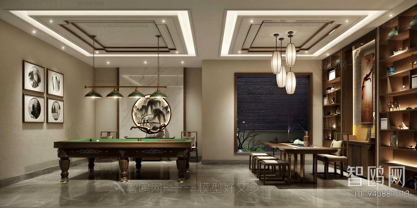 New Chinese Style Billiards Room