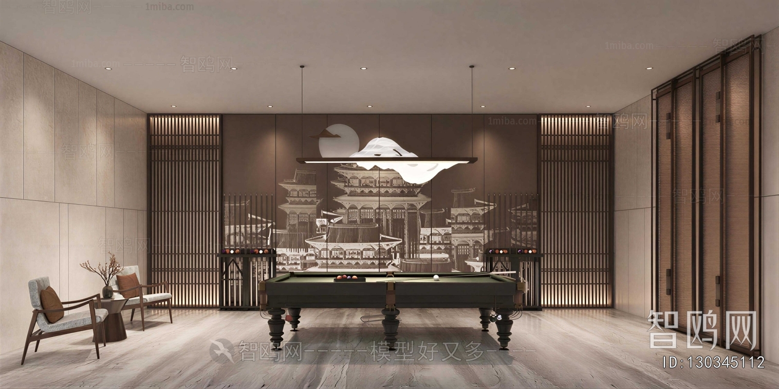 New Chinese Style Billiards Room