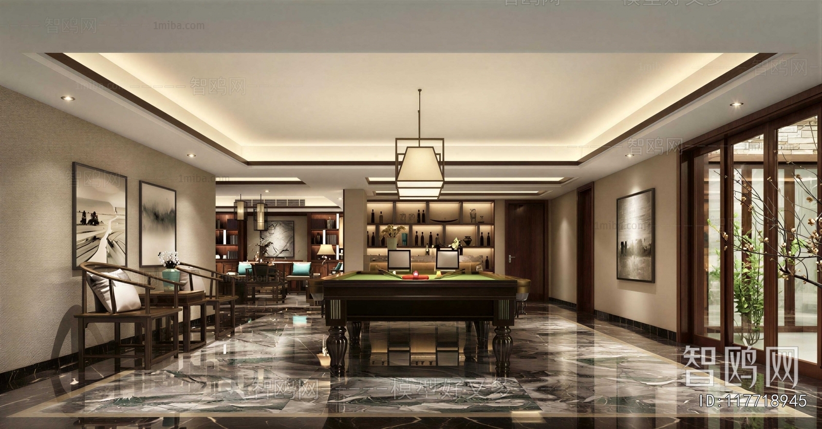 New Chinese Style Billiards Room