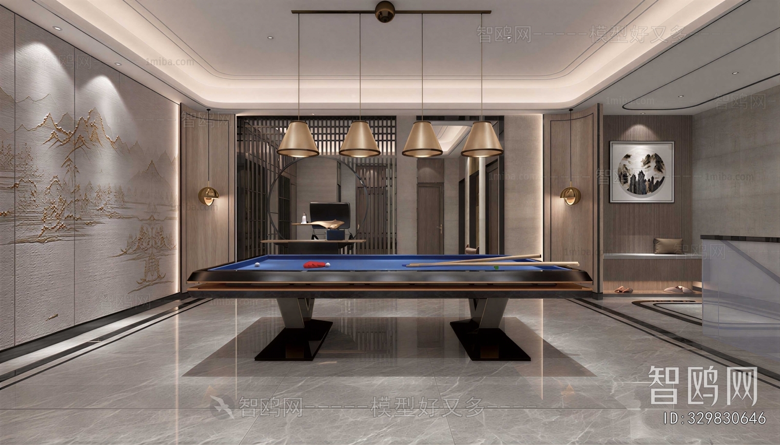 New Chinese Style Billiards Room