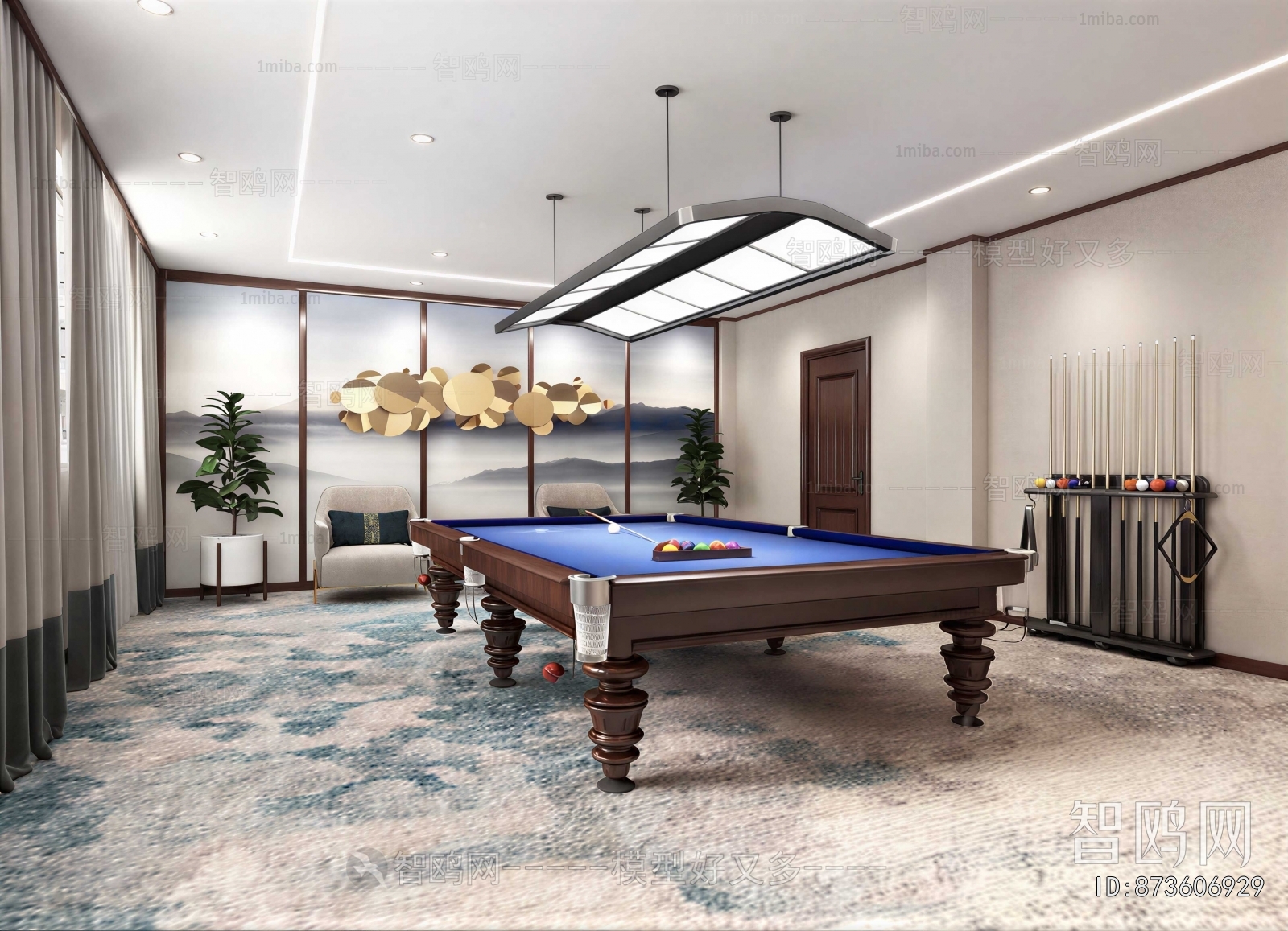 New Chinese Style Billiards Room