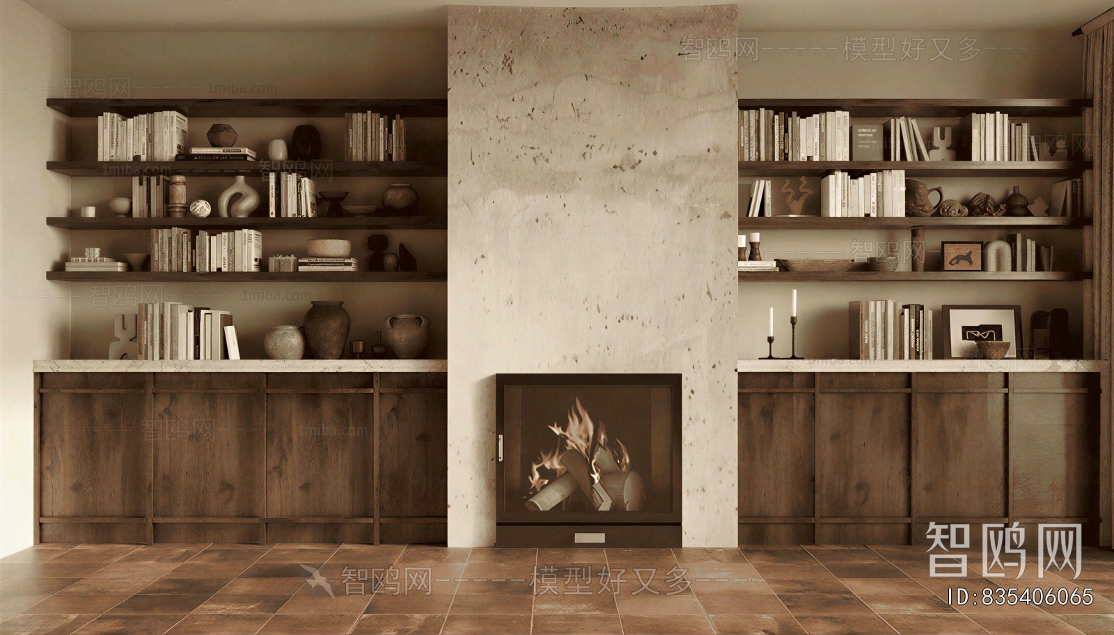 Wabi-sabi Style Fireplace