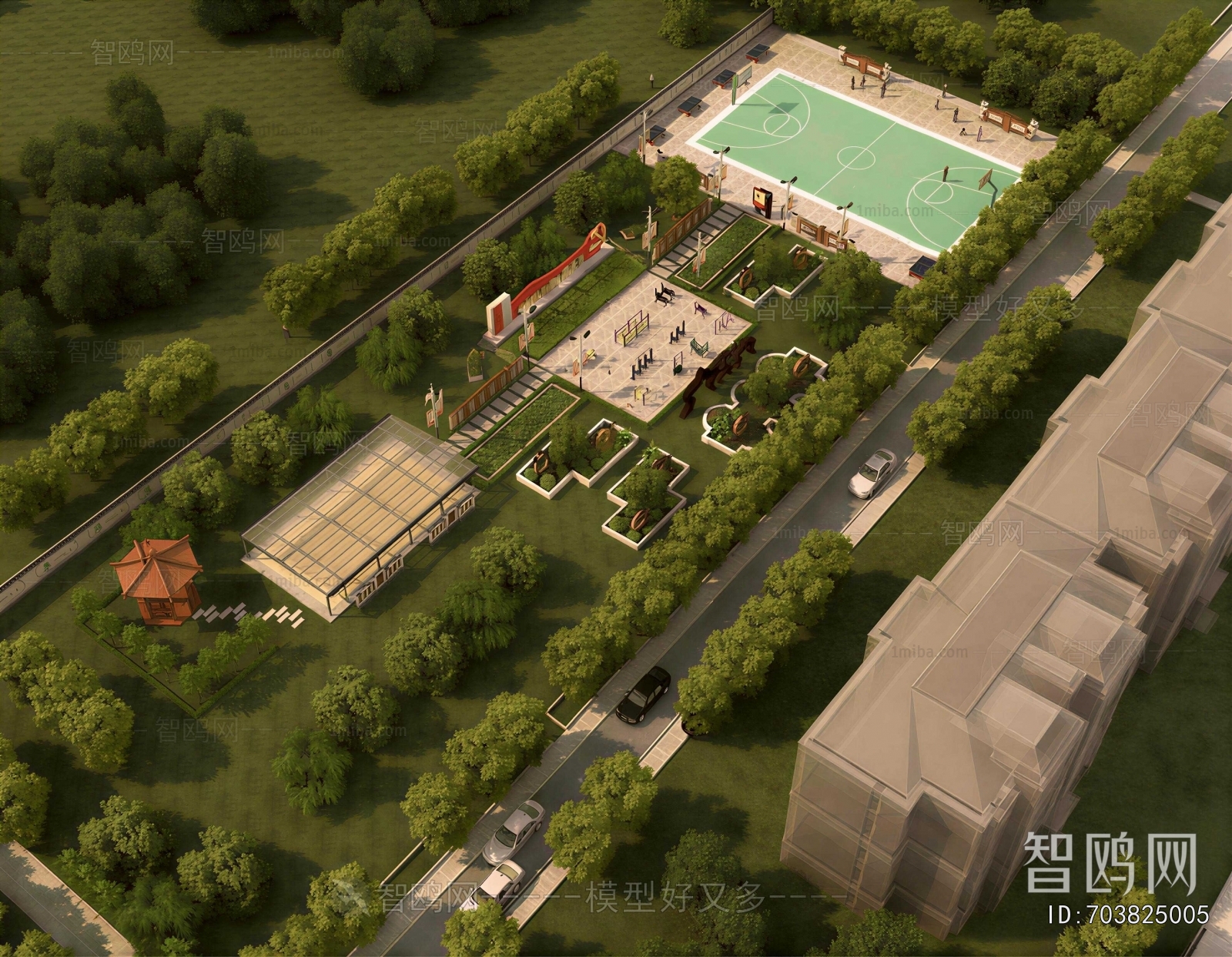 New Chinese Style Architectural Bird's-eye View Planning
