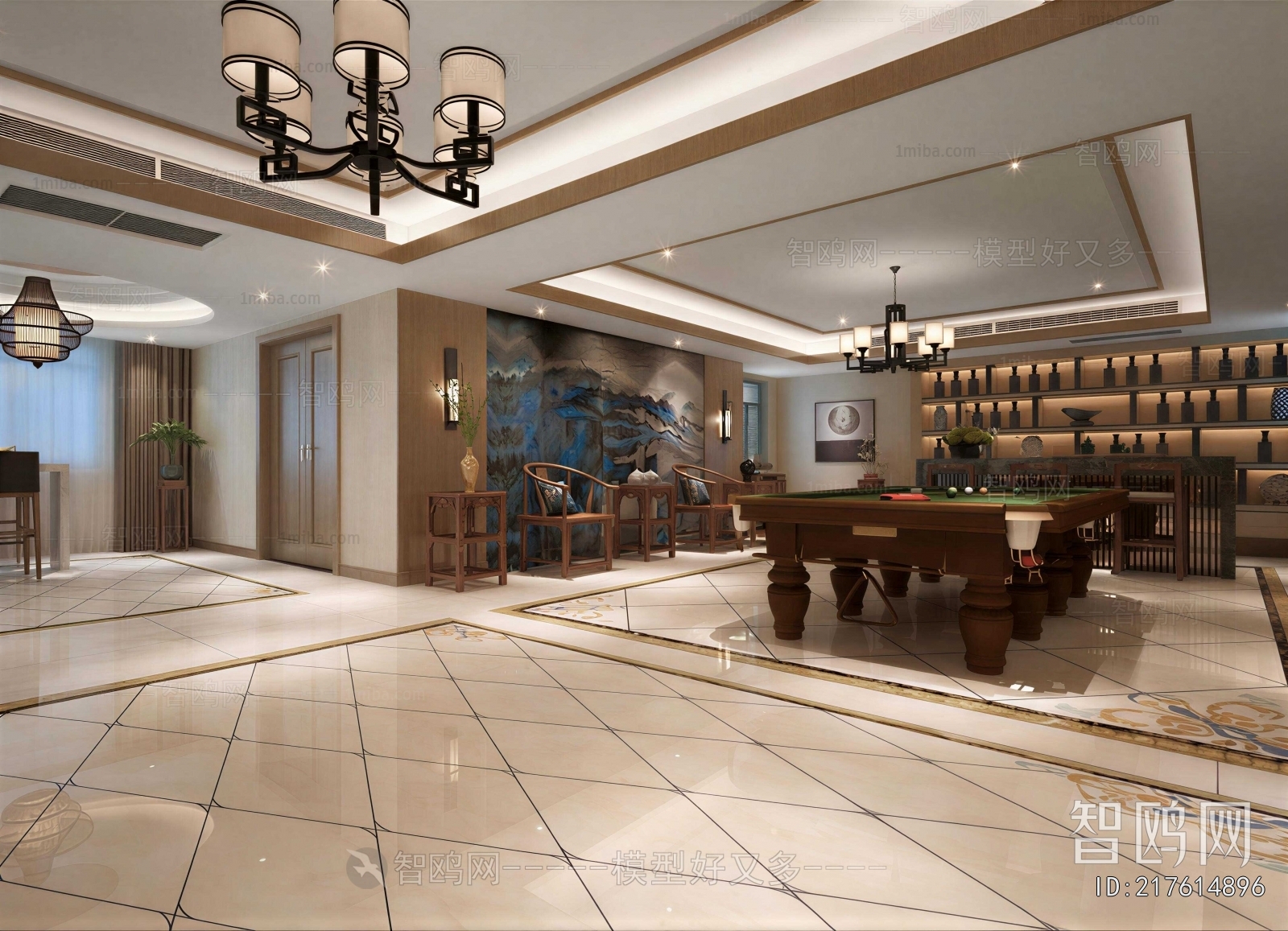 New Chinese Style Billiards Room