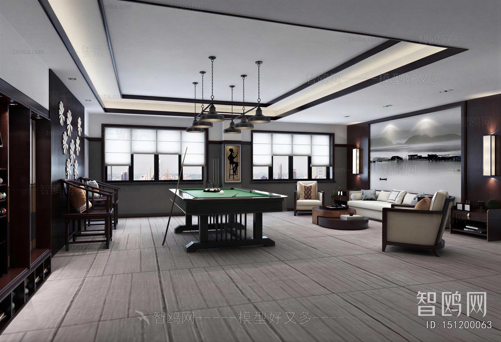 New Chinese Style Billiards Room