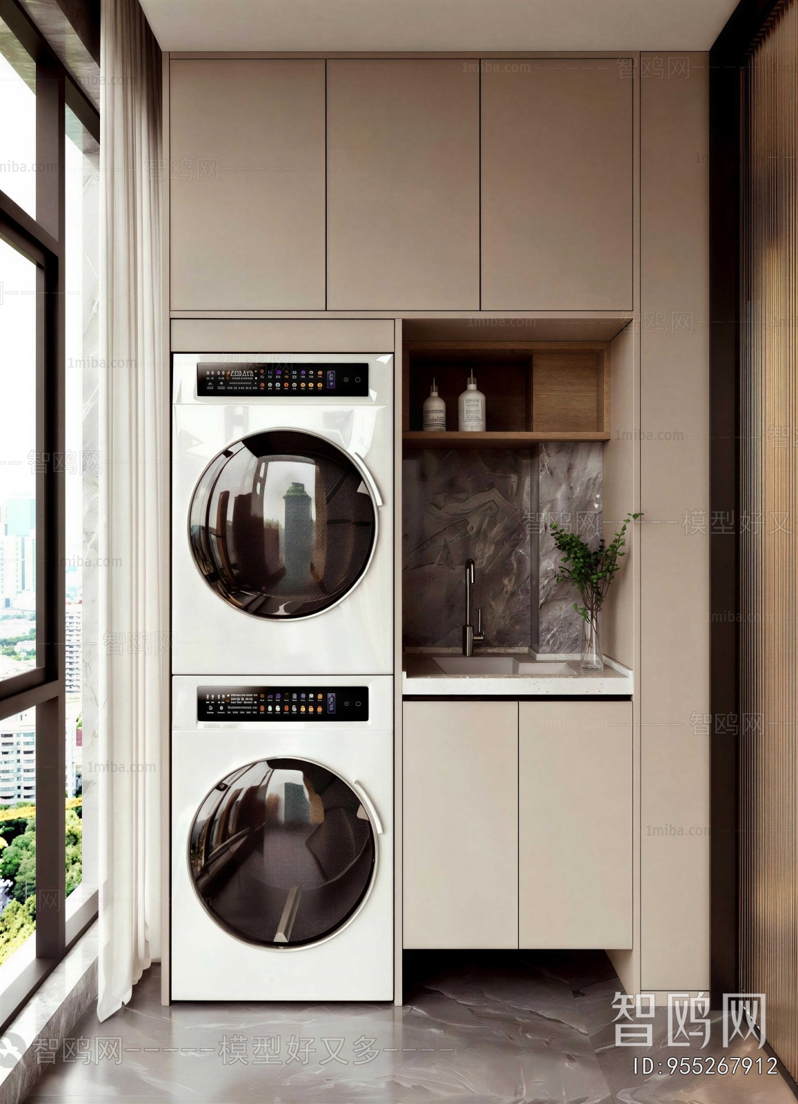 Modern Balcony Laundry Room