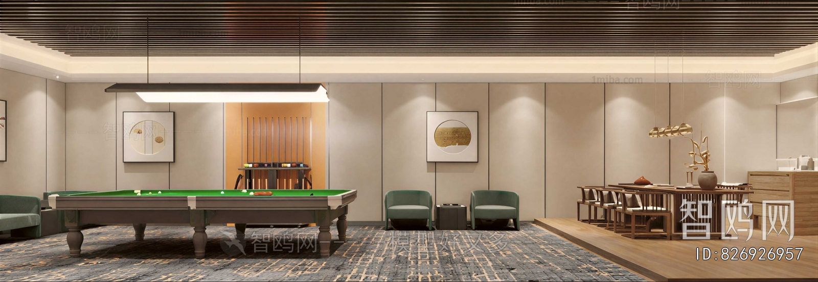New Chinese Style Billiards Room