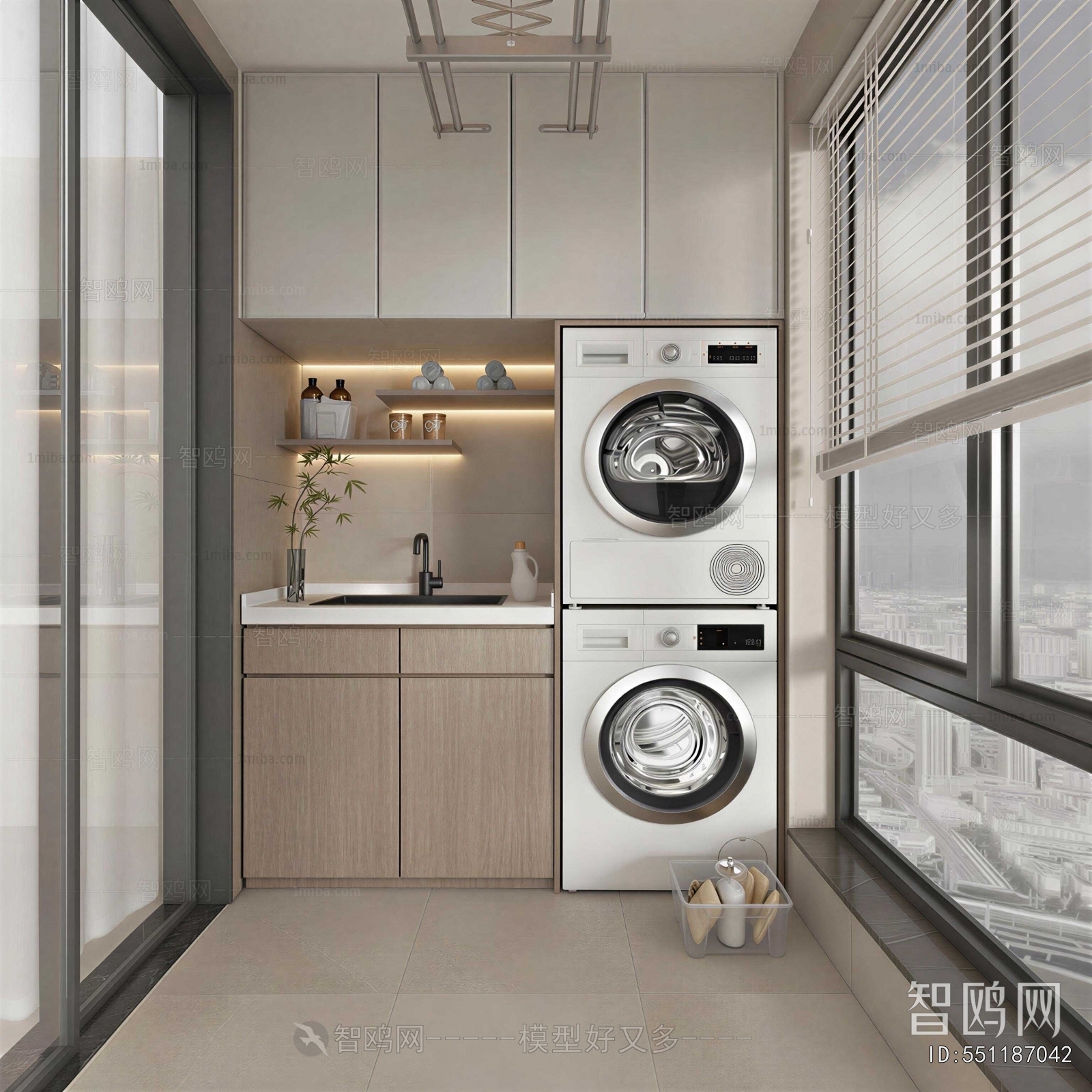 Modern Balcony Laundry Room