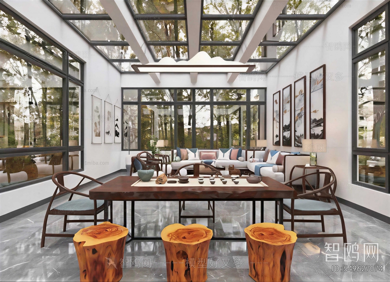 New Chinese Style Glass Sun Room