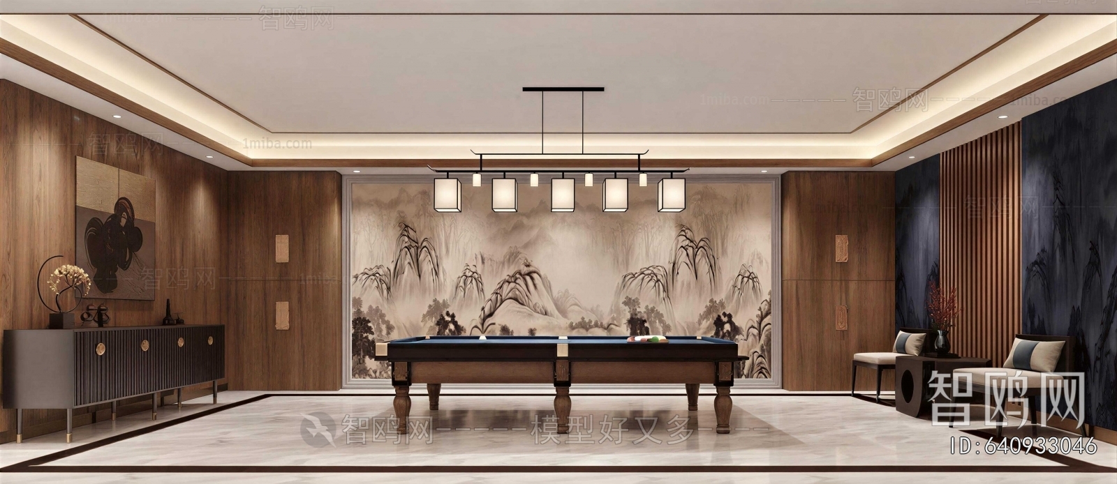 New Chinese Style Billiards Room