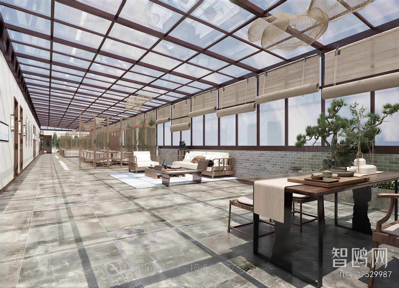 New Chinese Style Glass Sun Room