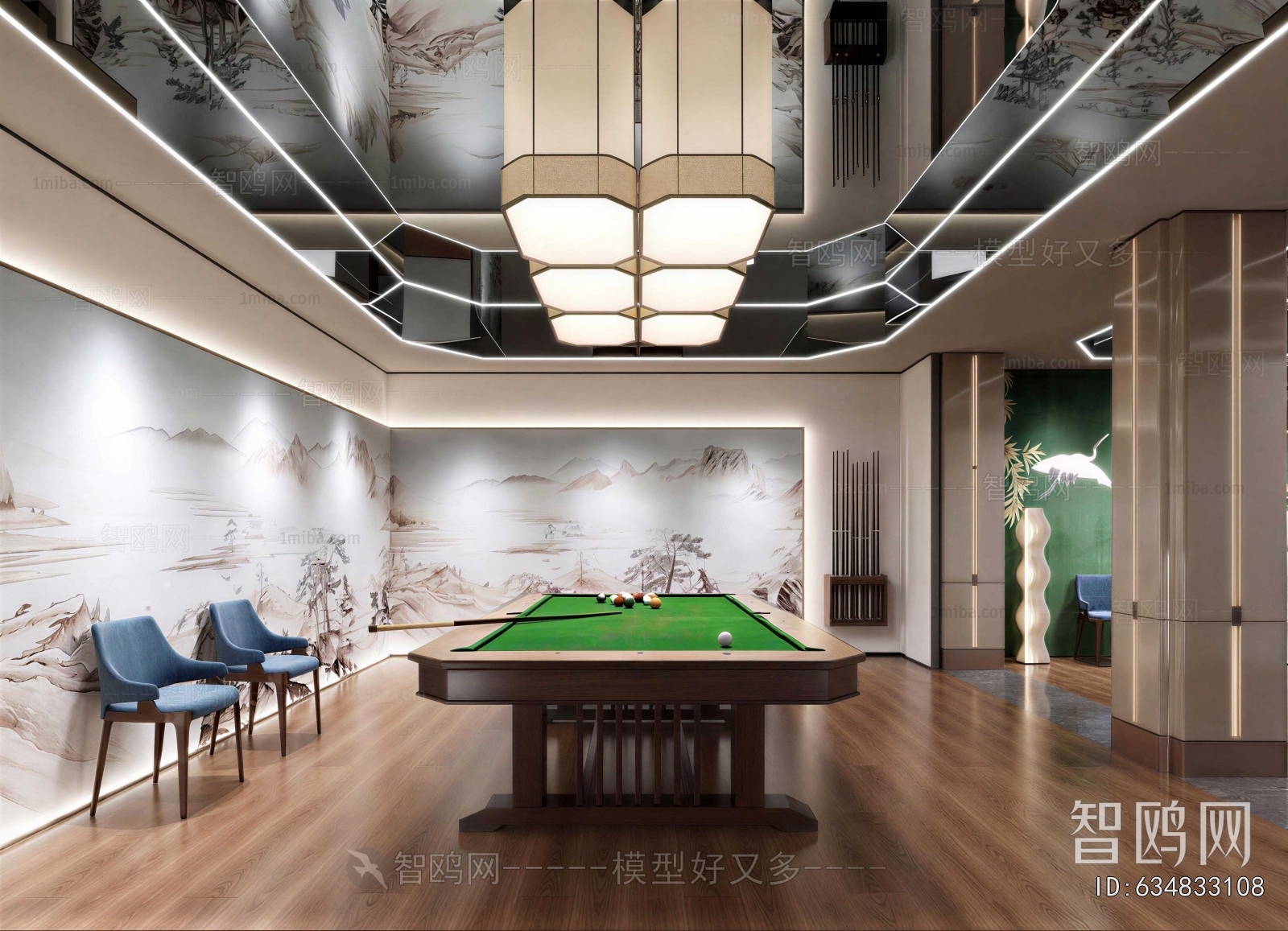New Chinese Style Billiards Room