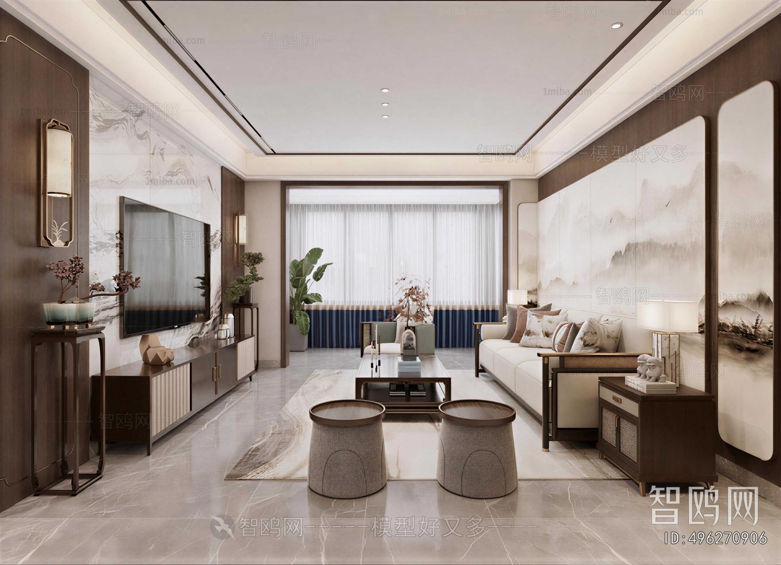 New Chinese Style A Living Room