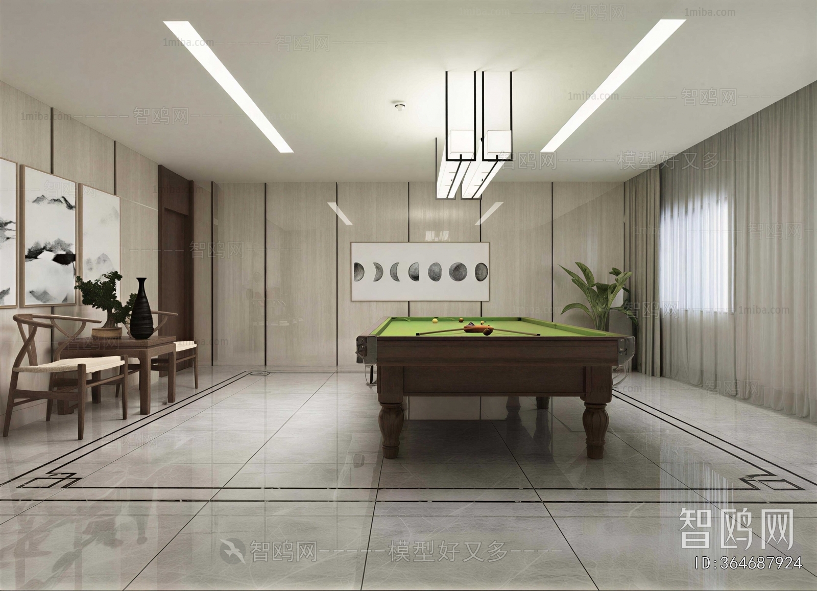 New Chinese Style Billiards Room