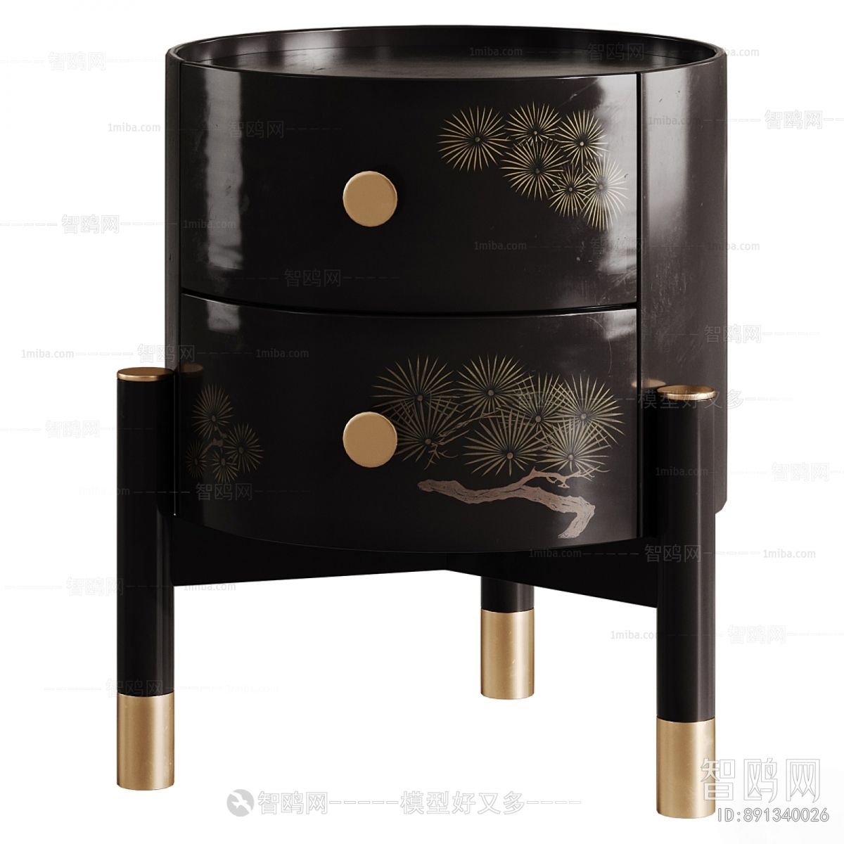New Chinese Style Bedside Cupboard