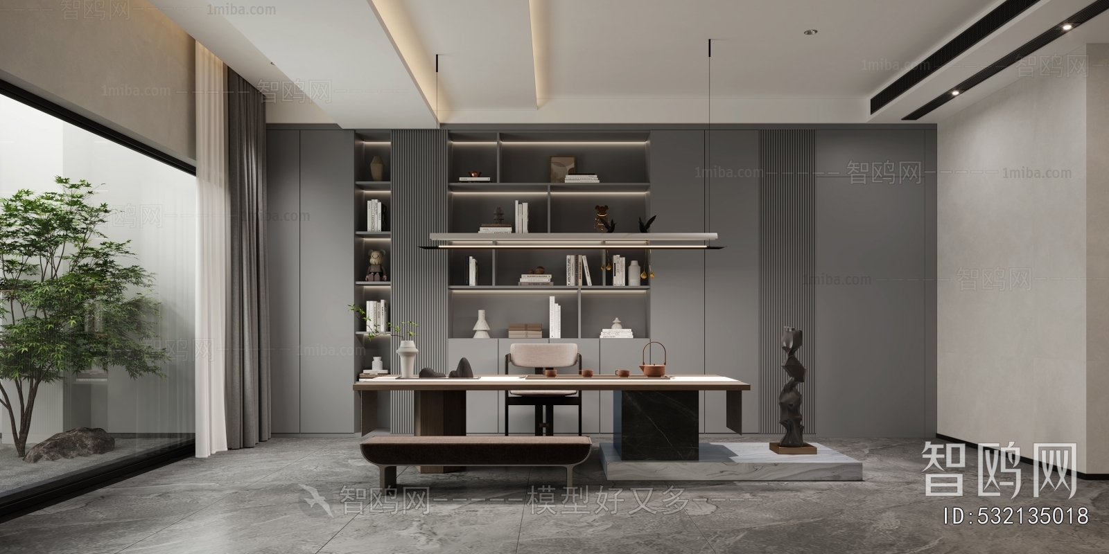 Modern Wabi-sabi Style Study Space
