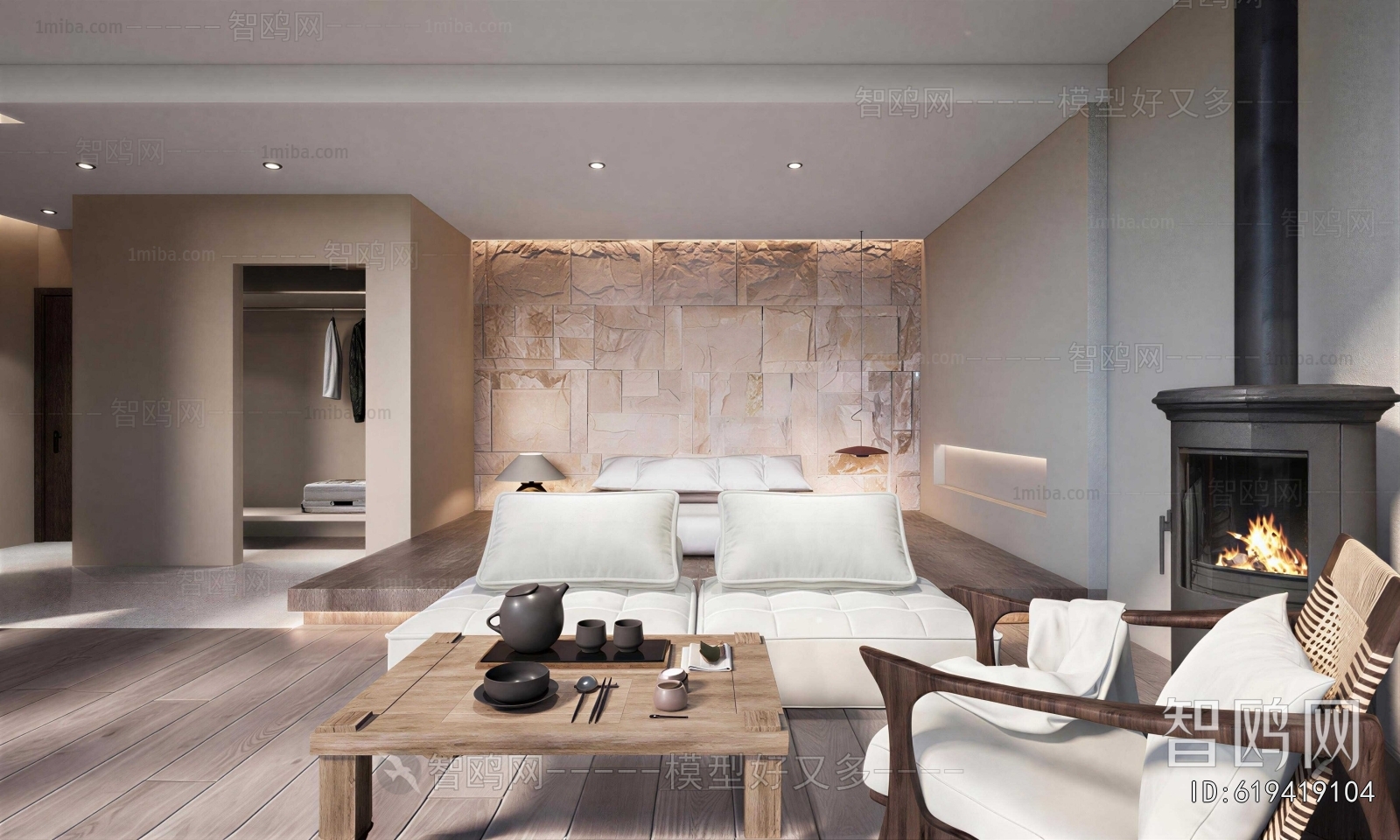 Wabi-sabi Style Guest Room